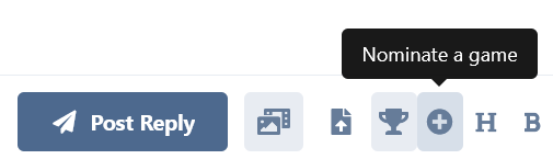 The Nominate a game button in the reply toolbar