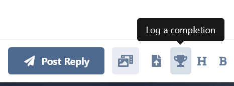 The Log a completion button in the reply toolbar